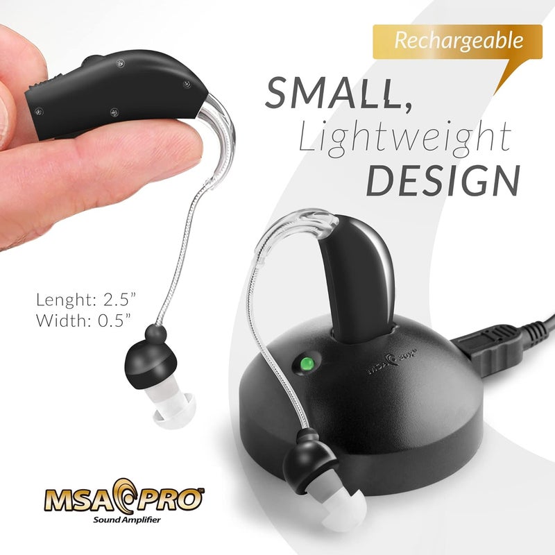 MSA 30X MSA PRO Sound Amplifier, Amplifies Sound by 30 Times, Up to 20 Hours Continuous Use, Lightweight, Nearly Invisible, Adjustable Volume, Fast Charging, Black, 1ct - Image 4